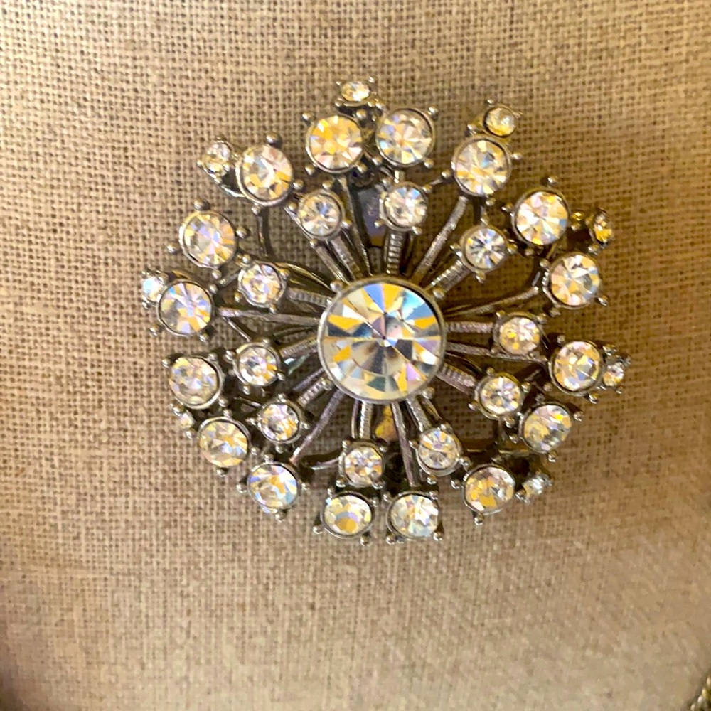 Stella and Dot Starburst Rhinestone Brooch-Pendant